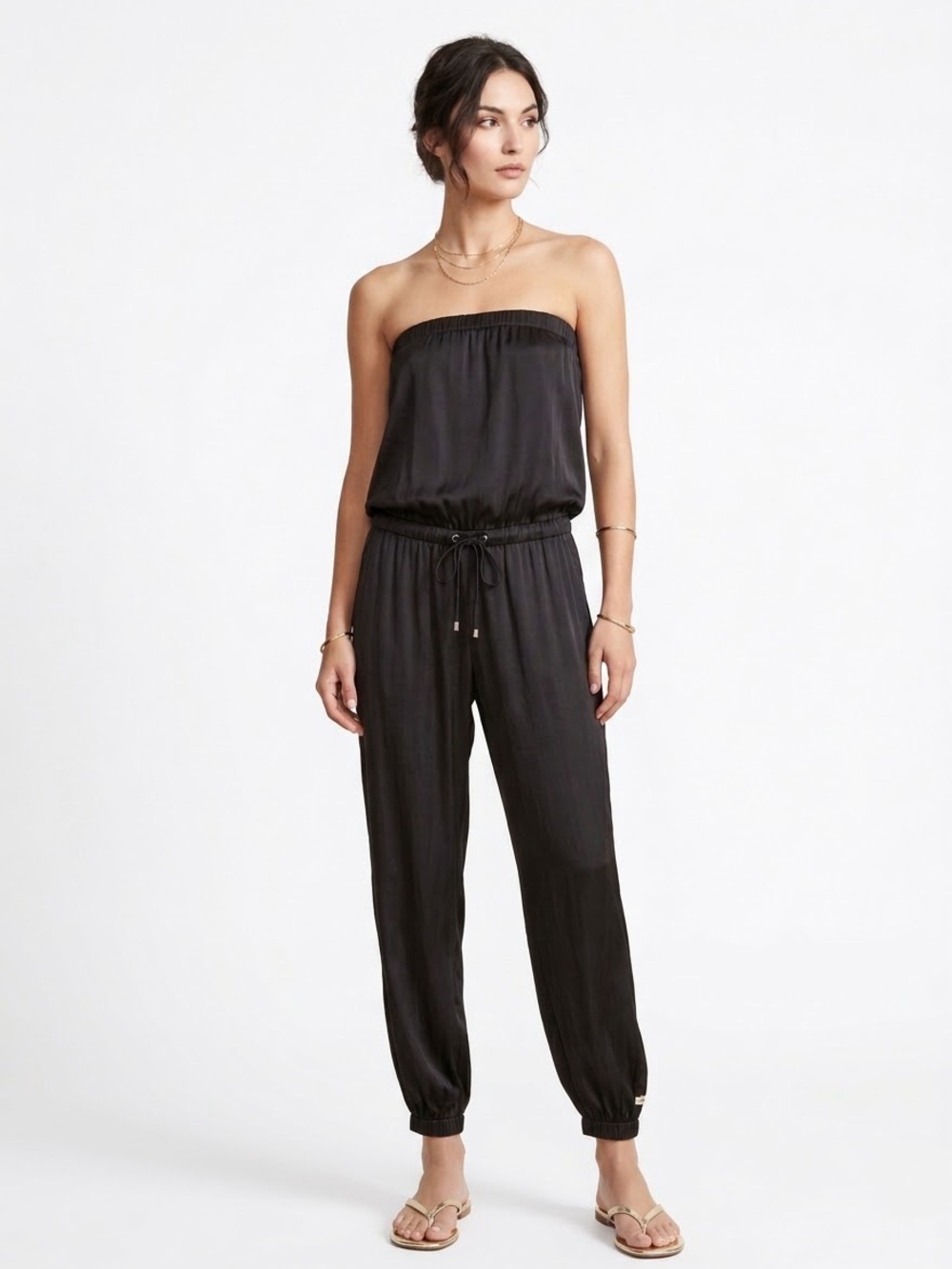 Alexis Black Strapless Drawstring Jumpsuit